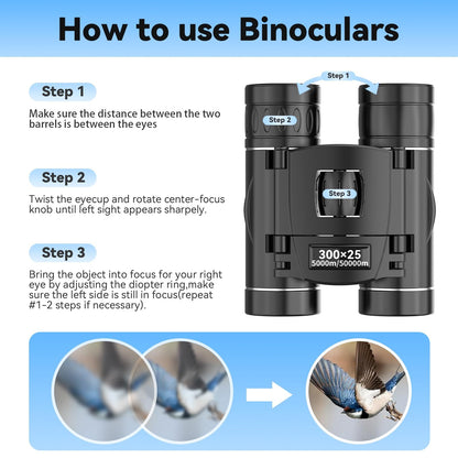 HD Compact Binoculars 40X Magnification Portable Outdoor Viewing