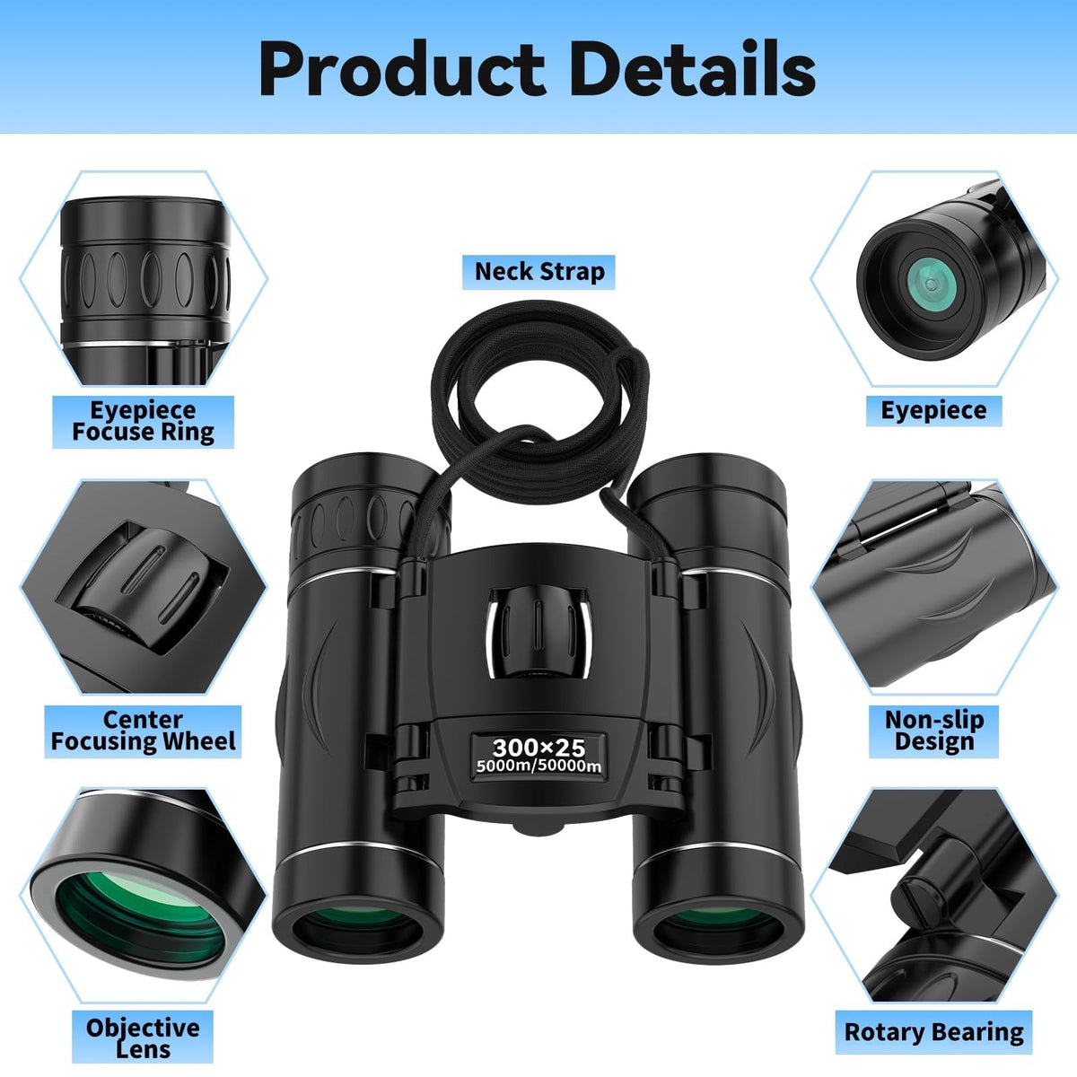 HD Compact Binoculars 40X Magnification Portable Outdoor Viewing