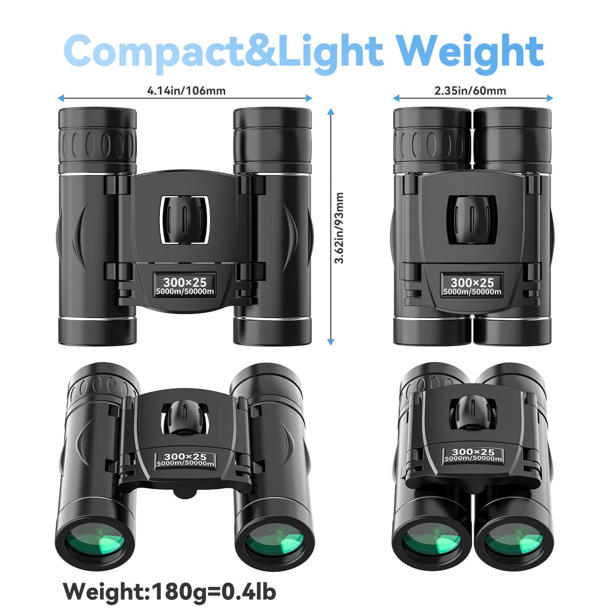 HD Compact Binoculars 40X Magnification Portable Outdoor Viewing