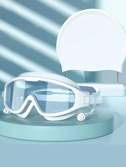 HD Waterproof Swimming Goggles Set Anti Fog with Silicone Swim Cap for Men and Women