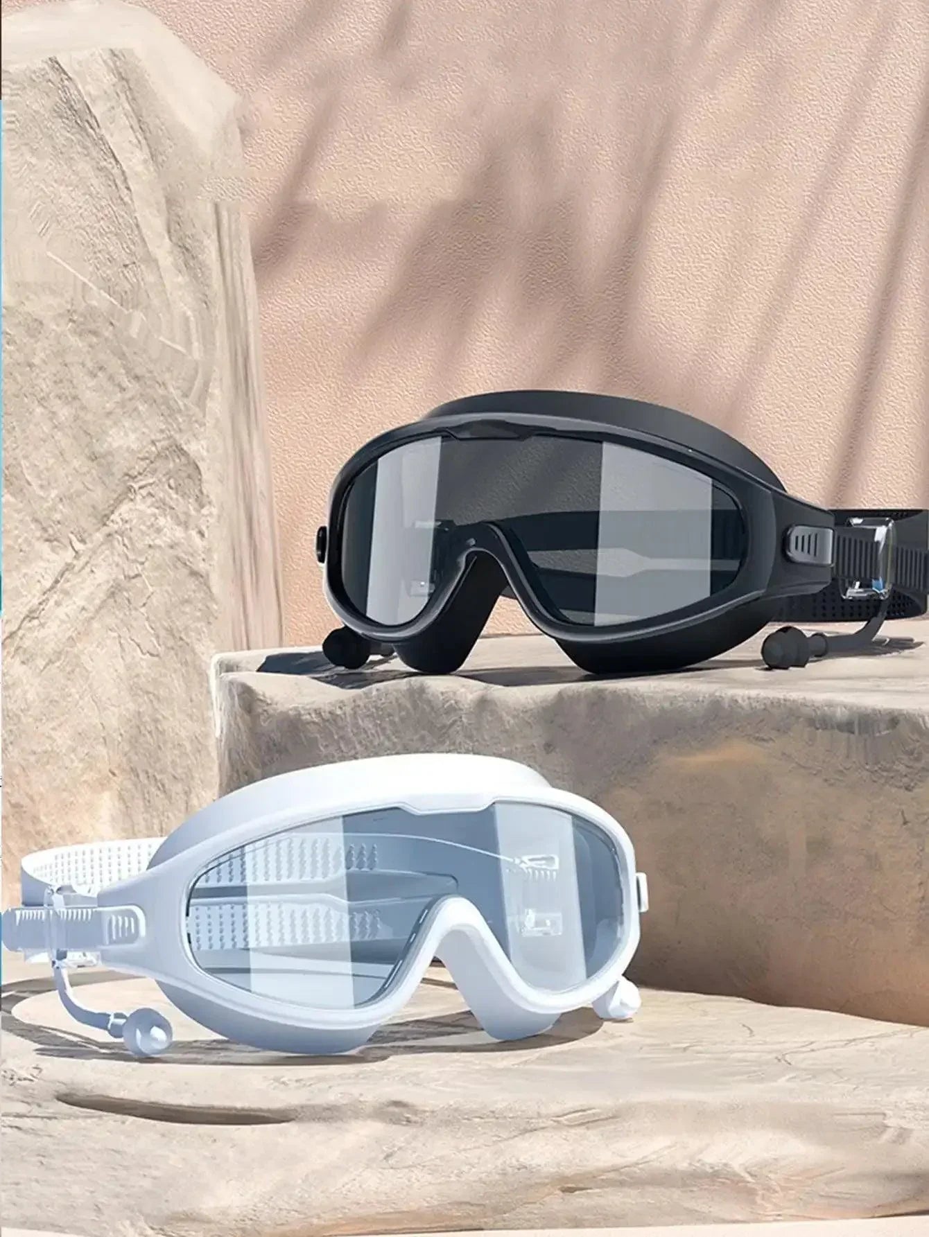 HD Waterproof Swimming Goggles Set Anti Fog with Silicone Swim Cap for Men and Women