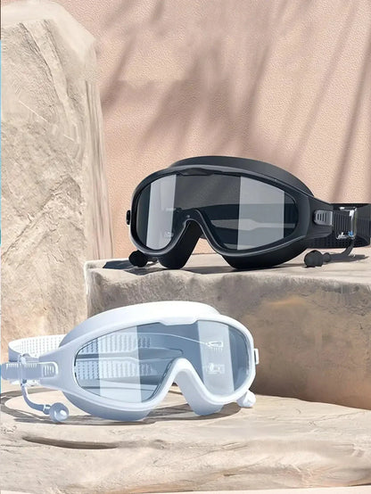 HD Waterproof Swimming Goggles Set Anti Fog with Silicone Swim Cap for Men and Women