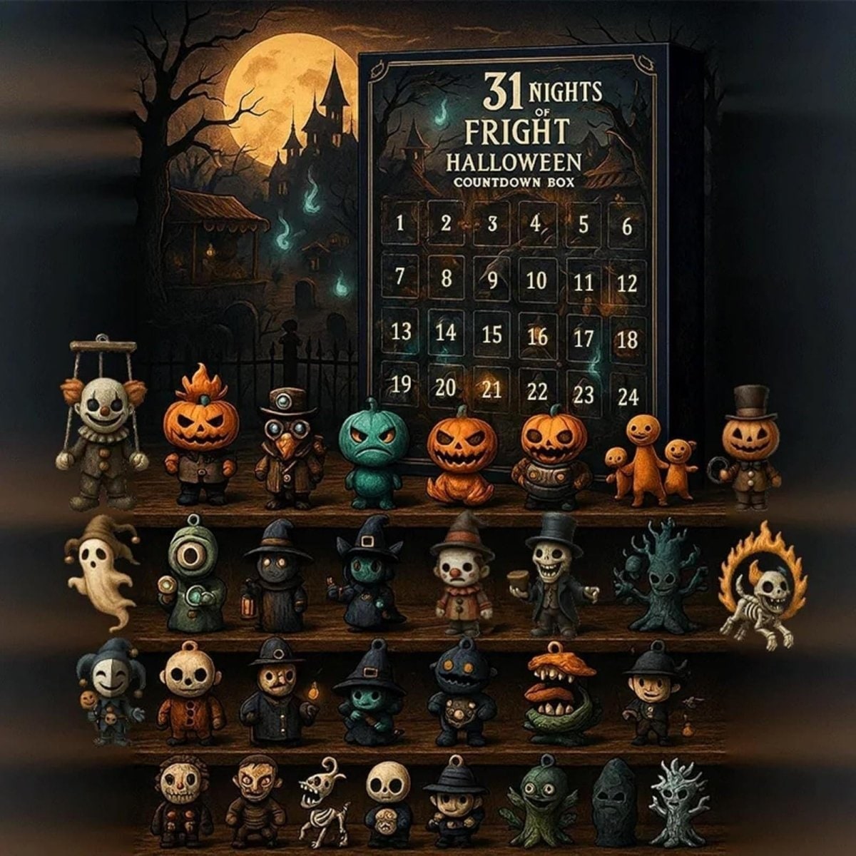 Halloween-adventskalender nedtælling sæsonbestemt gavepynt