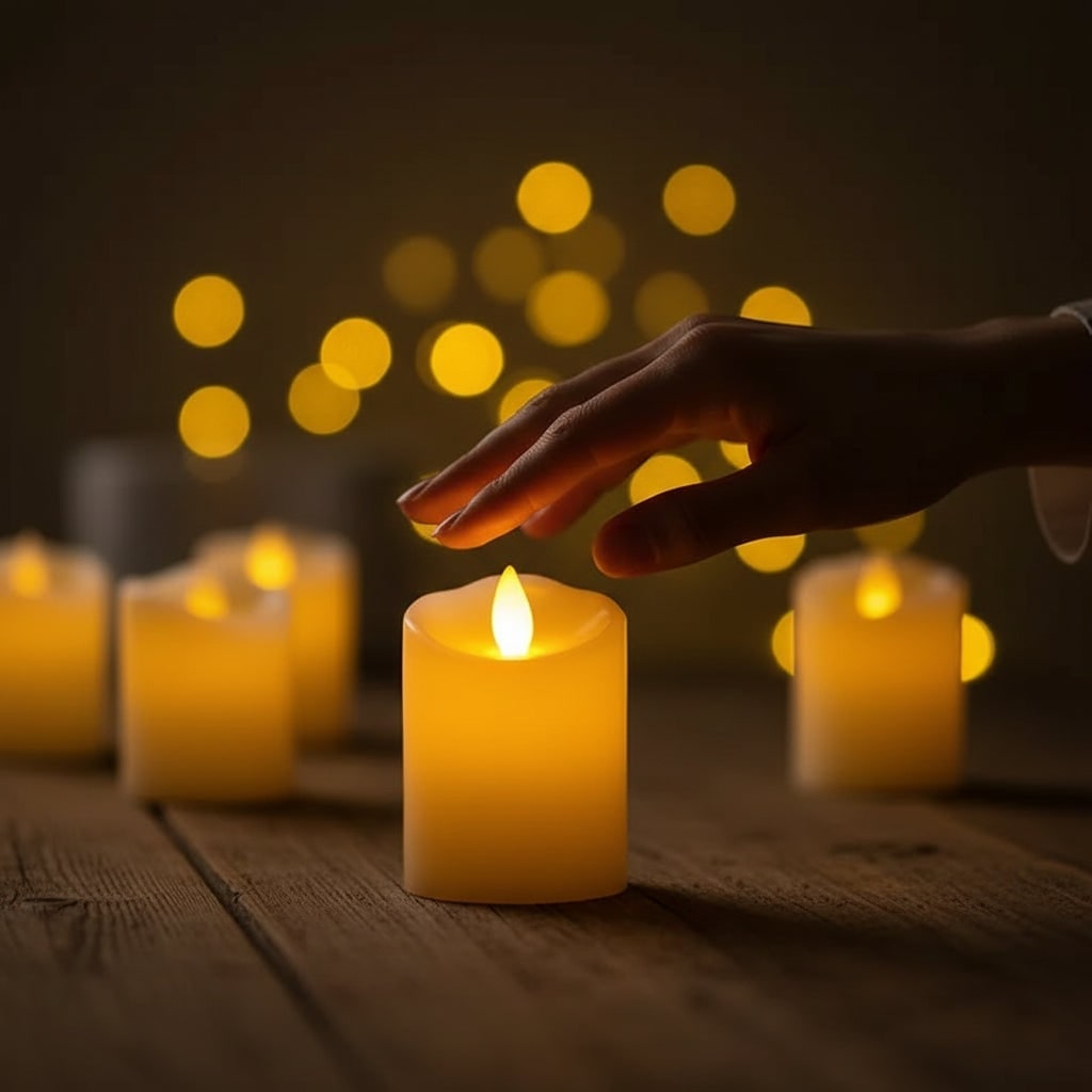 Candele finte LED alimentate a batteria per Halloween con fiamma tremolante e bordo ondulato