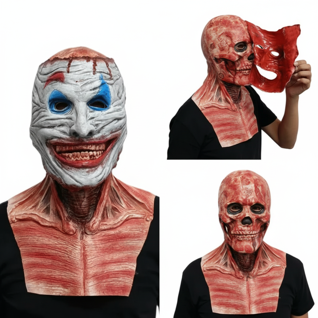 Halloween Clown Horror Mask Full Face Removable Layer Costume Prop