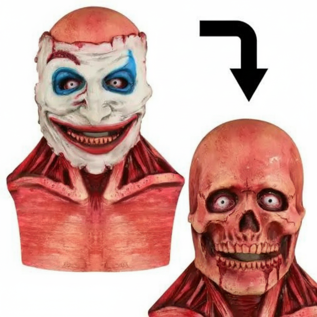 Halloween Clown Horror Mask Full Face Removable Layer Costume Prop