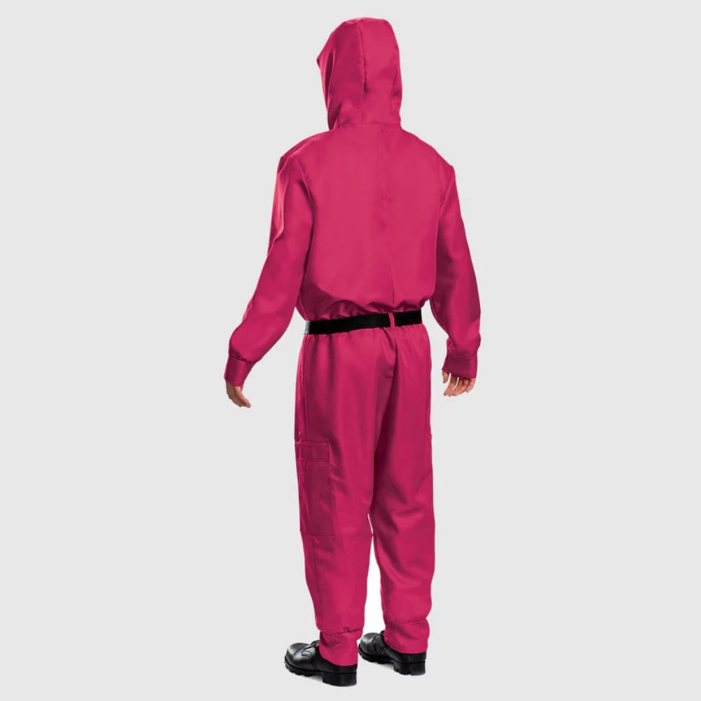 Tuta costume da Halloween con cintura e maschera, outfit da festa a copertura integrale