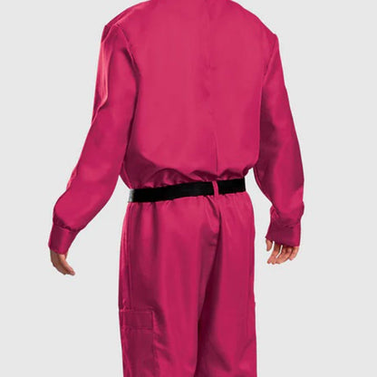 Tuta costume da Halloween con cintura e maschera, outfit da festa a copertura integrale