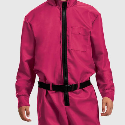 Tuta costume da Halloween con cintura e maschera, outfit da festa a copertura integrale