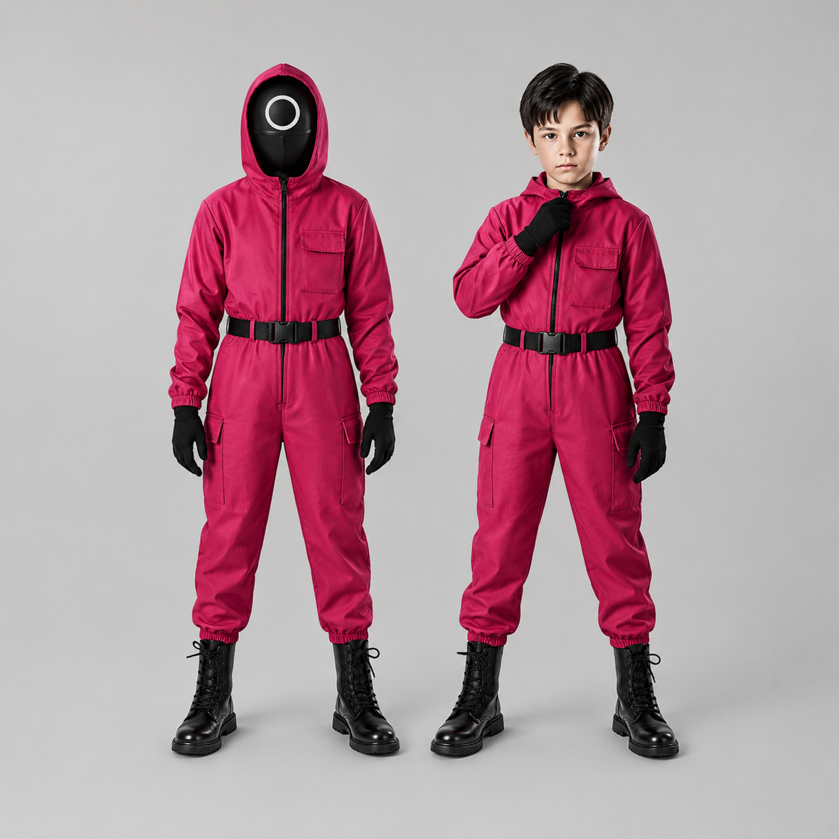 Set di costume da Halloween per bambini con tuta con cappuccio e maschera, outfit da festa