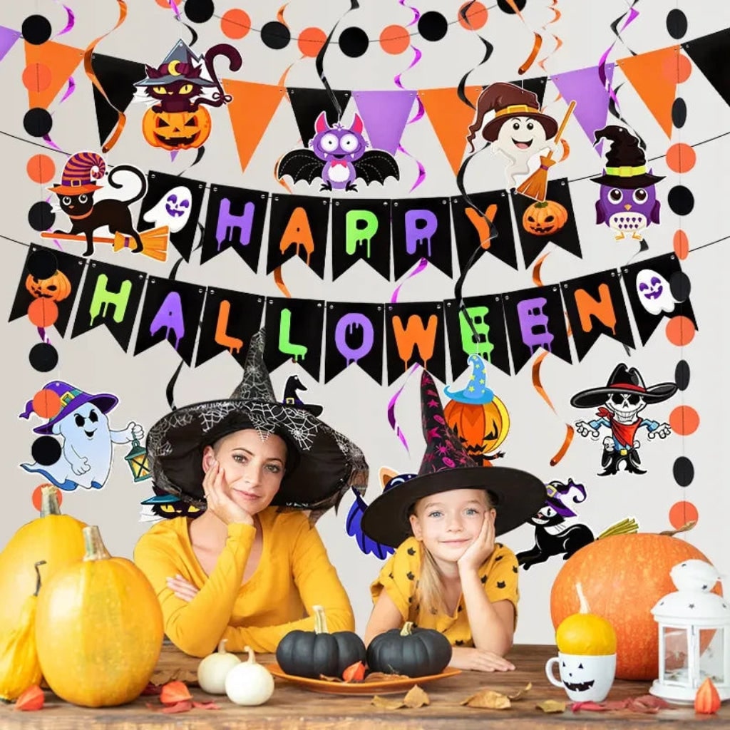 Halloween Decoration Banner Wall Hanging Party Backdrop Seasonal Decor