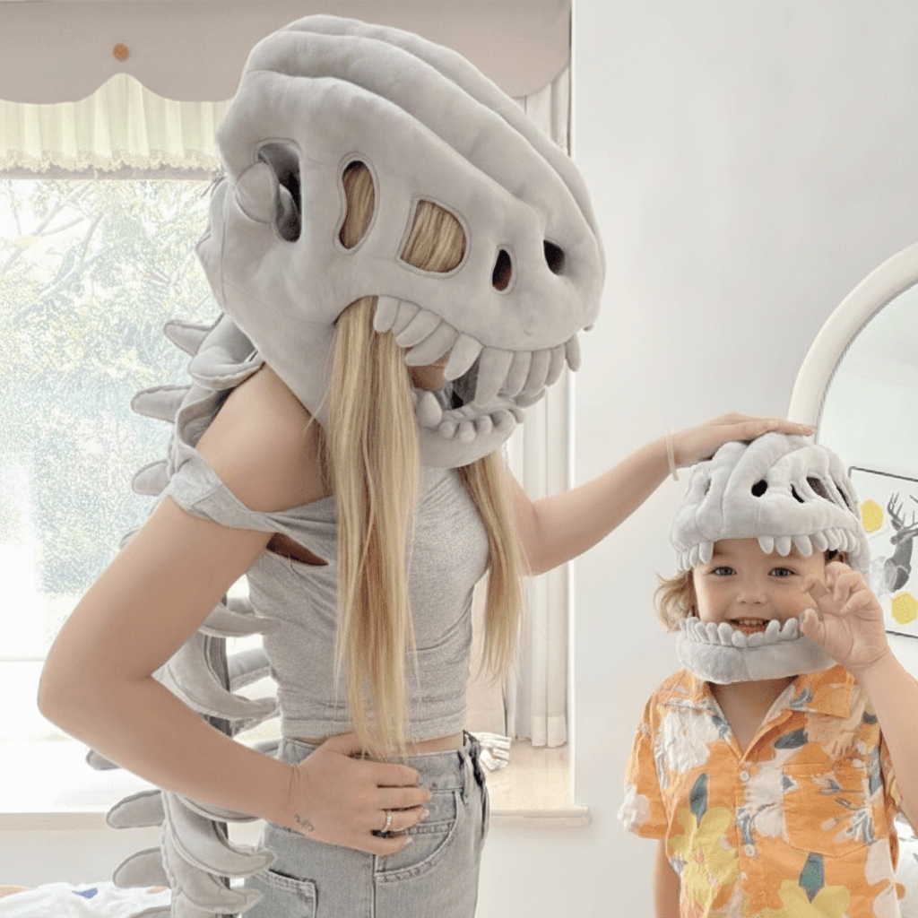 Halloween Dinosaur Skeleton Plush Costume Kids Party Dress Up Outfit