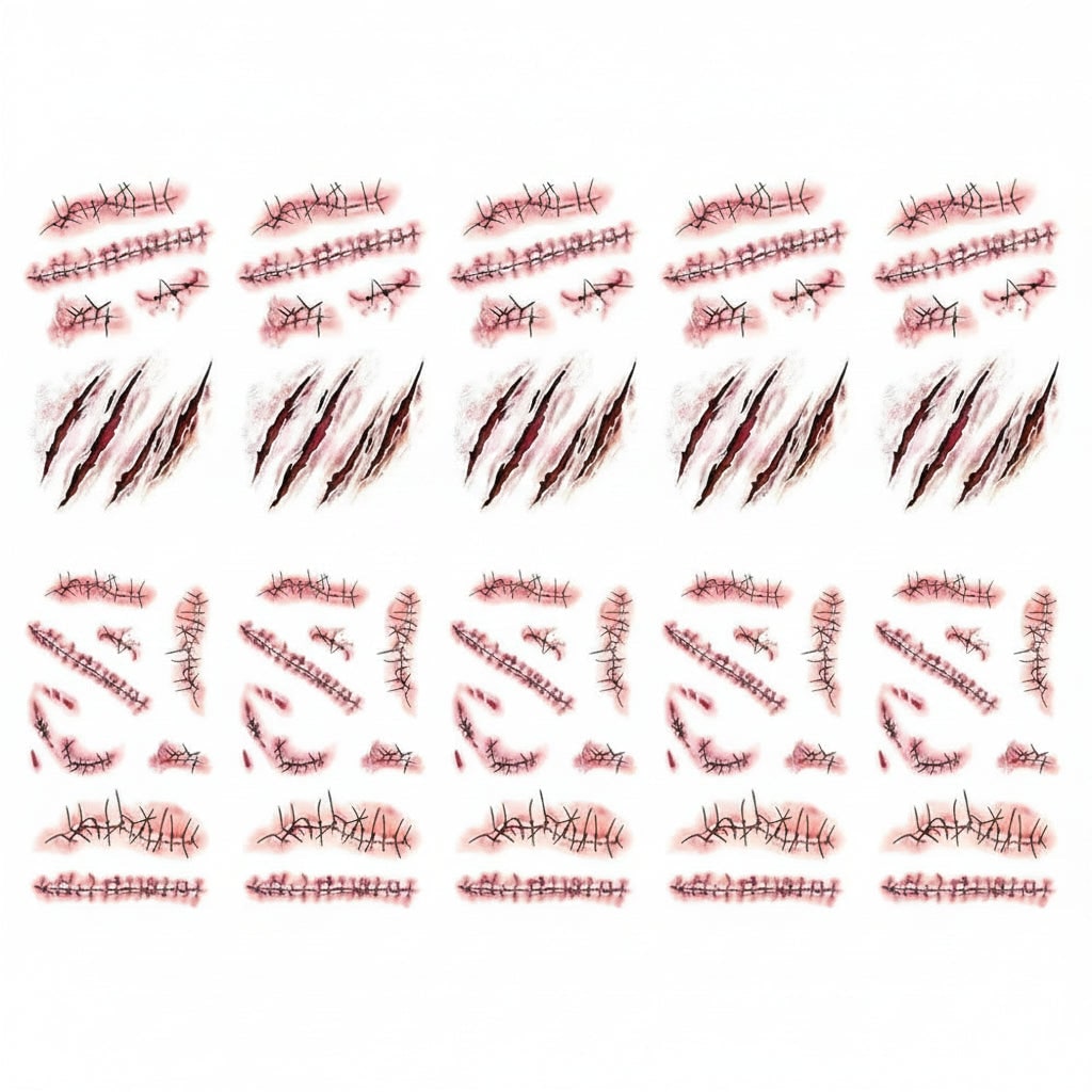 Halloween Horror Temporary Tattoos Wound Scar Blood Effect Costume Accessories