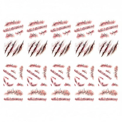 Halloween Horror Temporary Tattoos Wound Scar Blood Effect Costume Accessories