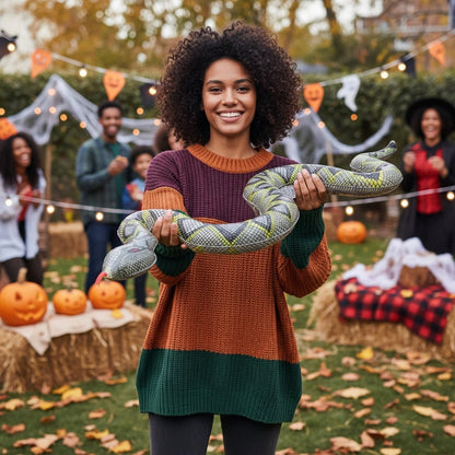 Φουσκωτή διακόσμηση αυλής με φίδι για το Halloween, με τυπωμένα λέπια και κόκκινη γλώσσα