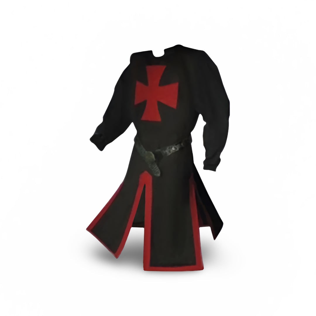 Halloween Medieval Knight Costume Tunic with Hooded Templar Cloak