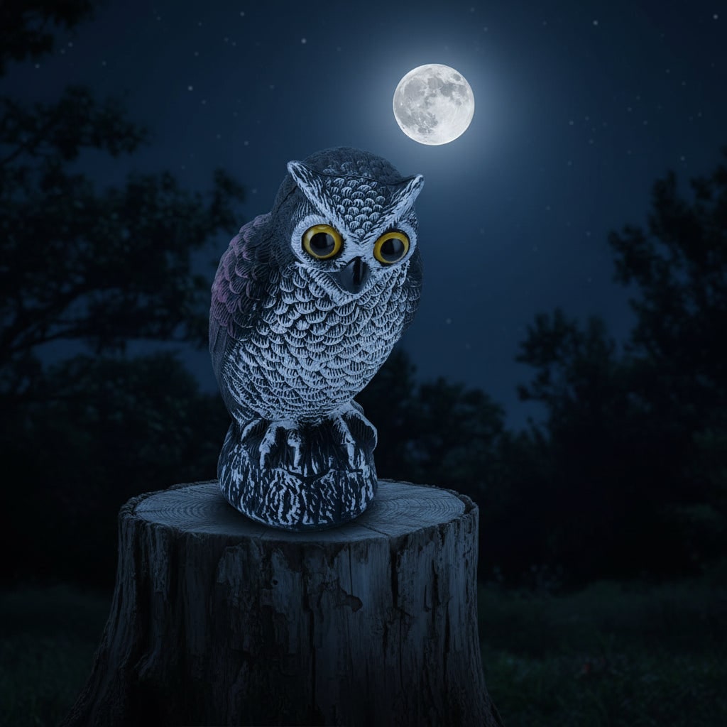 Halloween Owl Decoy Statue with Realistic Outdoor Scarecrow Design
