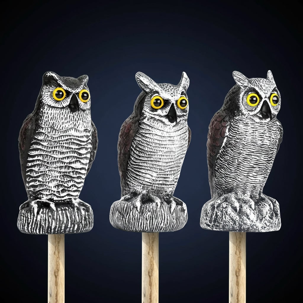 Halloween Owl Decoy Statue with Realistic Outdoor Scarecrow Design
