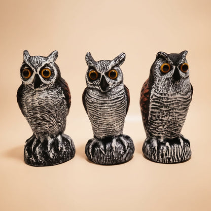 Halloween Owl Decoy Statue with Realistic Outdoor Scarecrow Design