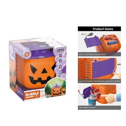 Halloween-græskarboblemaskine med LED-lys og dyse med 15 huller