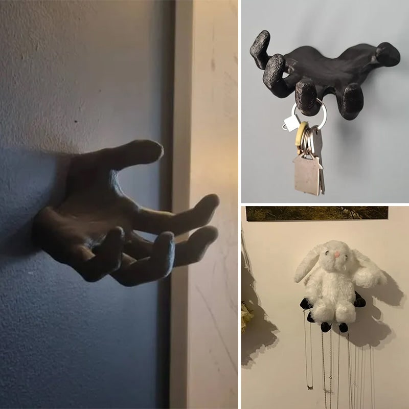 Uhyggelig hånd-vægkrog til Halloween til frakker, jakker og nøgler