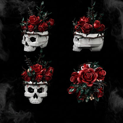 Halloween Skull and Rose Building Blocks Gothic Decoration Kit