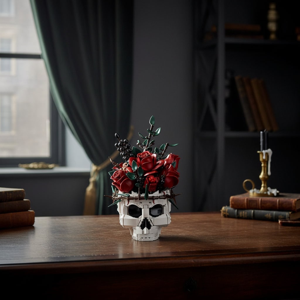 Halloween Skull and Rose Building Blocks Gothic Decoration Kit