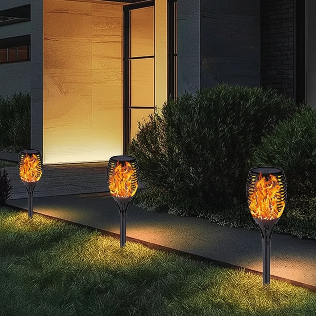 Halloween Solar Torch Lights Outdoor Flickering Flame Garden Decor