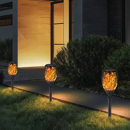 Halloween Solar Torch Lights Outdoor Flickering Flame Garden Decor