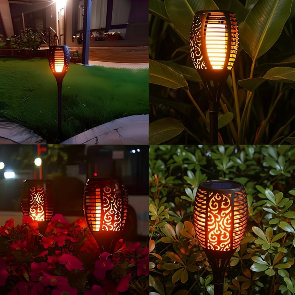 Halloween Solar Torch Lights Outdoor Flickering Flame Garden Decor