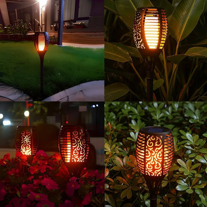 Halloween Solar Torch Lights Outdoor Flickering Flame Garden Decor
