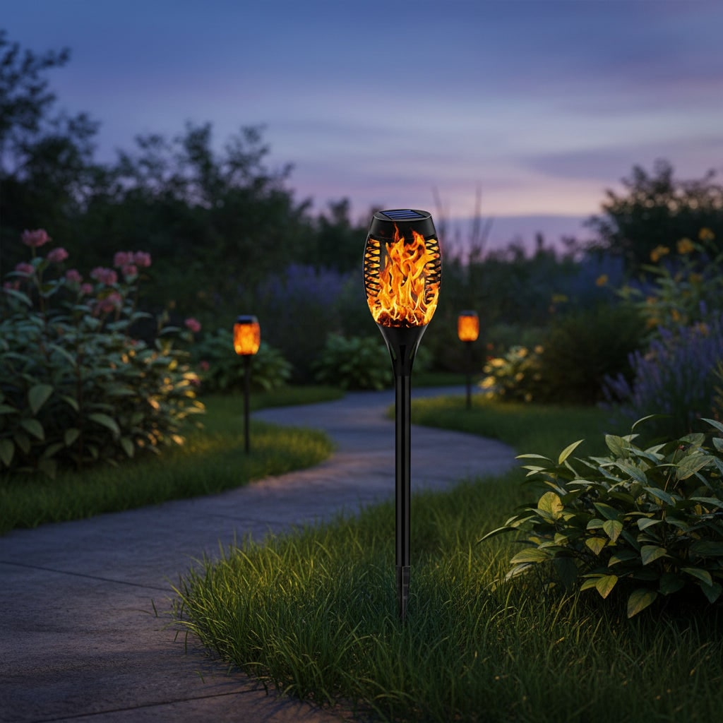 Halloween Solar Torch Lights Outdoor Flickering Flame Garden Decor