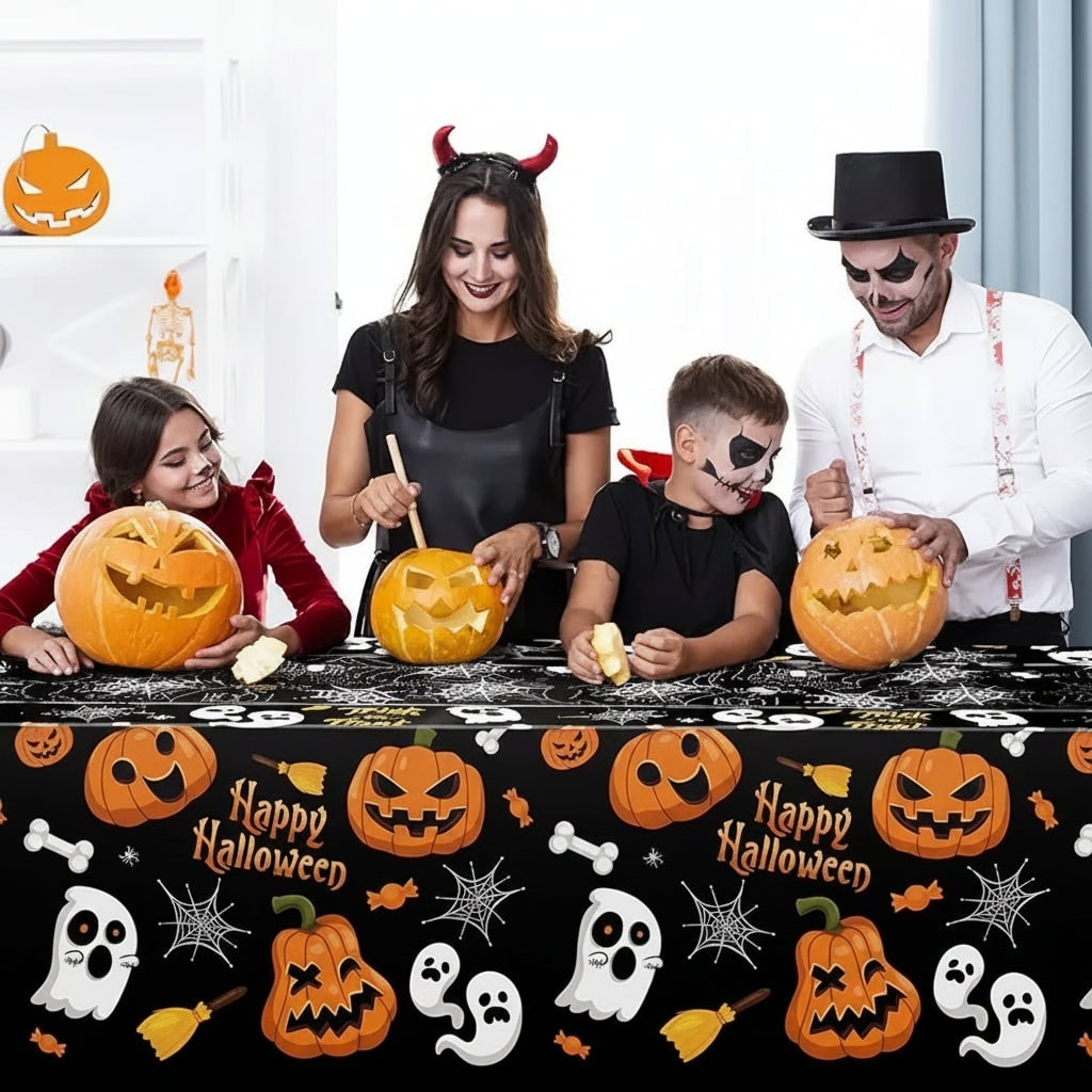 Halloween Spiderweb Tablecloth Party Table Cover Black Purple Decor