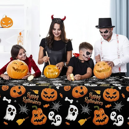 Halloween Spiderweb Tablecloth Party Table Cover Black Purple Decor