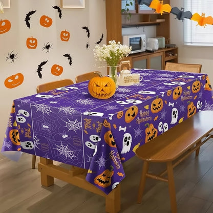 Halloween Spiderweb Tablecloth Party Table Cover Black Purple Decor
