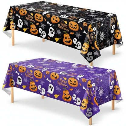 Halloween Spiderweb Tablecloth Party Table Cover Black Purple Decor