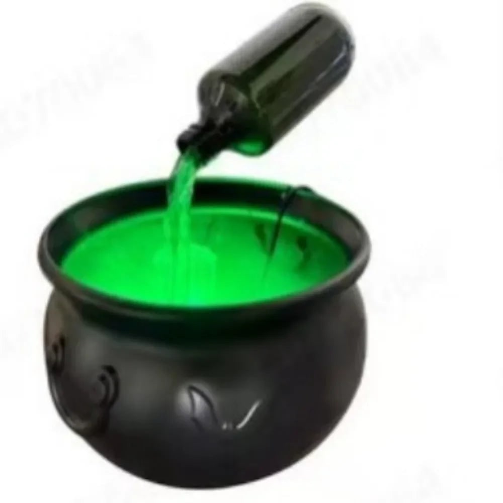Calderone da strega di Halloween con nebulizzatore, luci LED e bottiglia galleggiante
