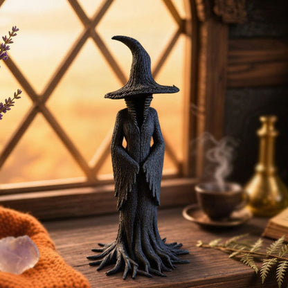 Halloween-figur af en heks, dekorativ statue, sæsonbetonet bolig- og festdekoration