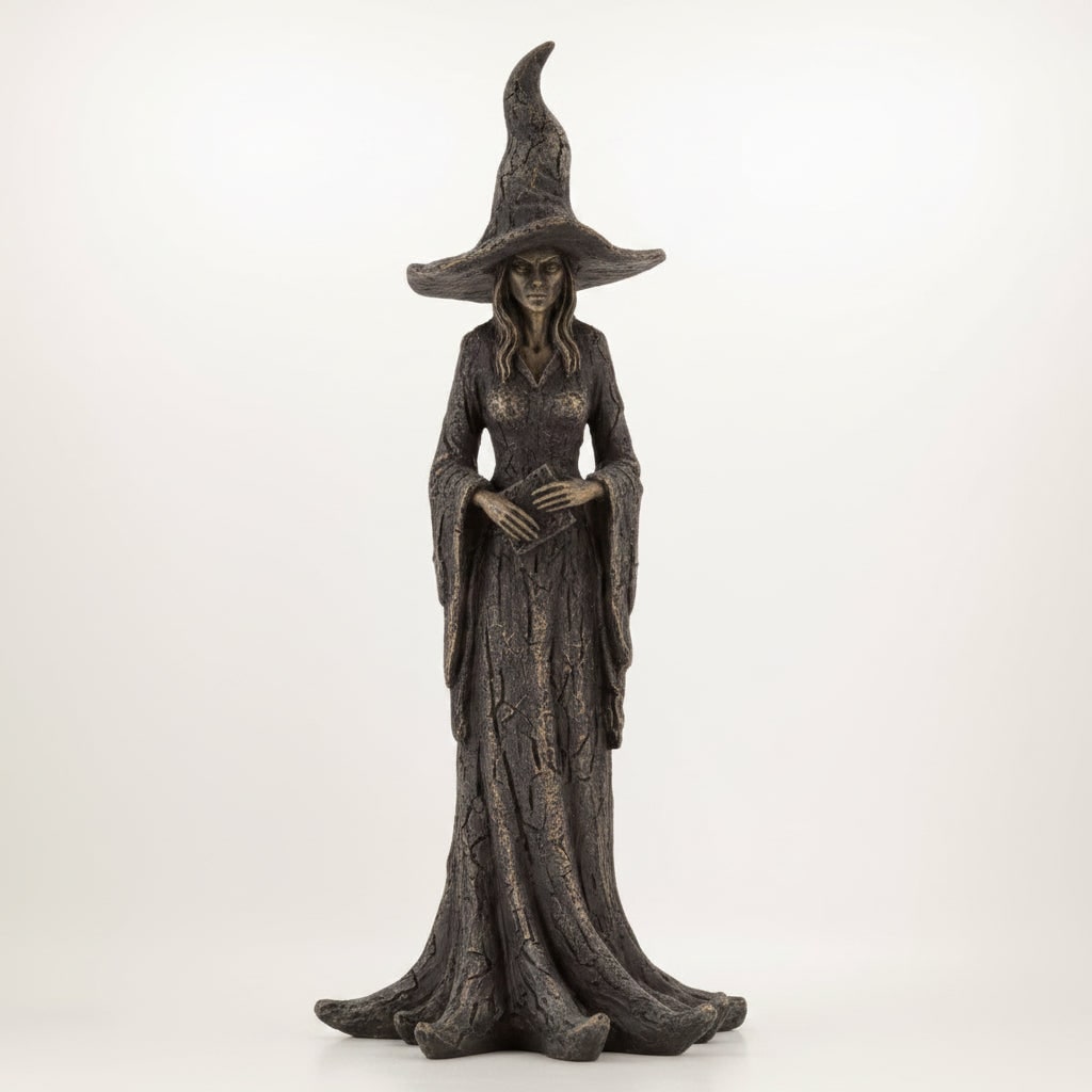Halloween-figur af en heks, dekorativ statue, sæsonbetonet bolig- og festdekoration