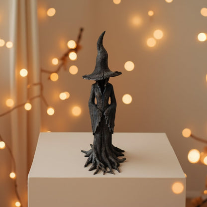 Halloween-figur af en heks, dekorativ statue, sæsonbetonet bolig- og festdekoration