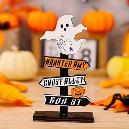 Halloween Wooden Directional Sign Tabletop Decoration for Home