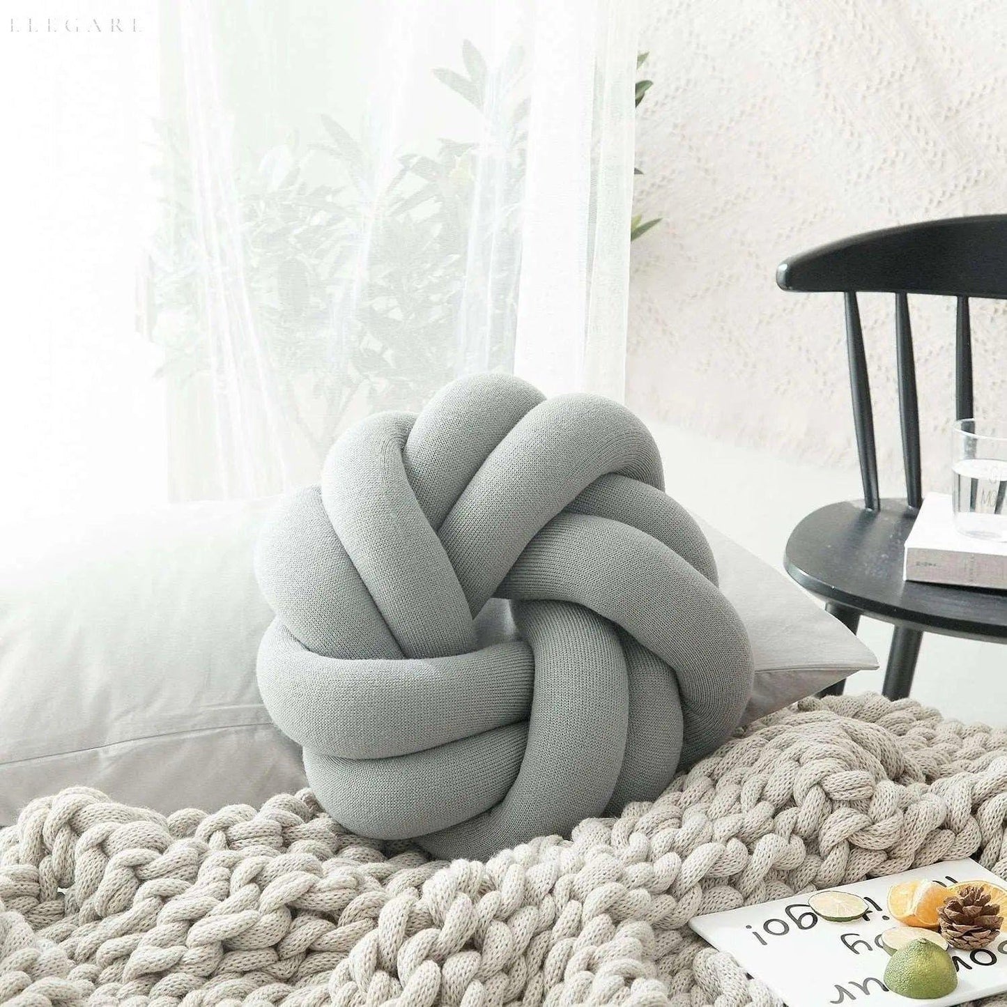 Hand Knotted Round Cushion Ergonomic Support Pillow Decorative Memory Foam Seat Cushion