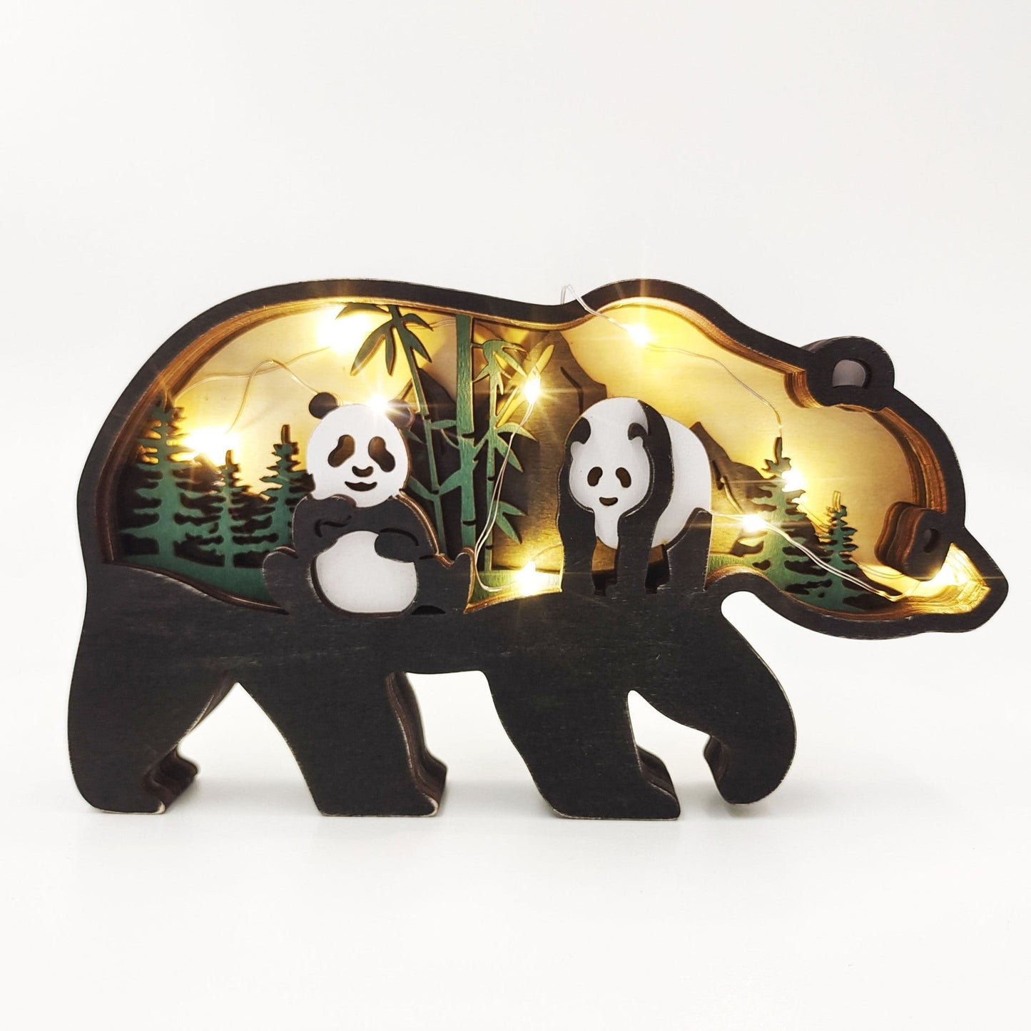 Handcrafted 3D Wooden Animal Sculpture Layered Carved Wood Art Decor for Home Office