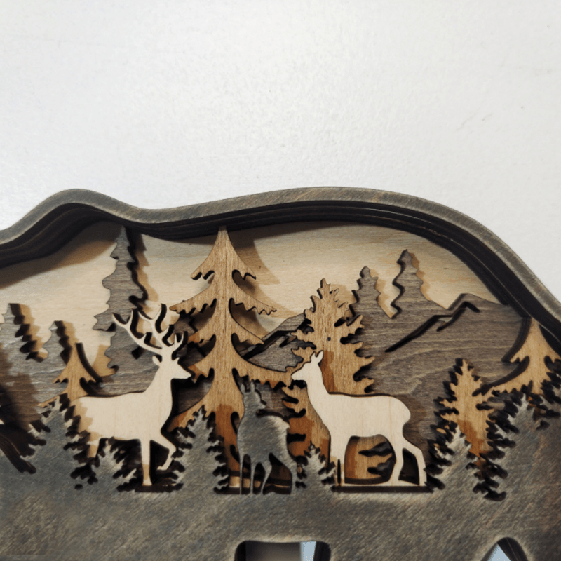 Handcrafted 3D Wooden Animal Sculpture Layered Carved Wood Art Decor for Home Office