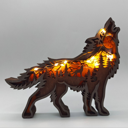 Handcrafted 3D Wooden Animal Sculpture Layered Carved Wood Art Decor for Home Office