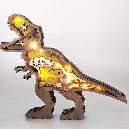 Handcrafted 3D Wooden Animal Sculpture Layered Carved Wood Art Decor for Home Office