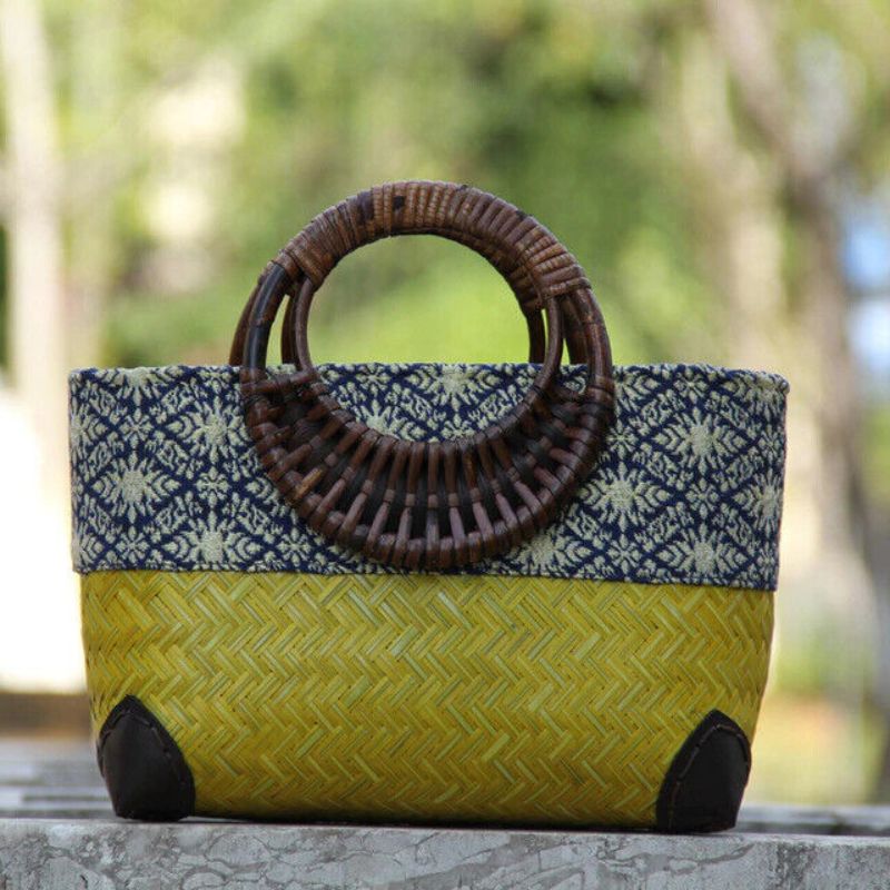 Handcrafted Patterned Handbag Vibrant Woven Design Zip Pocket Purse
