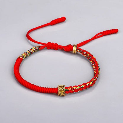 Handmade Buddhist Luck Bracelet Red String Spiritual Protection Vintage Adjustable Bracelet