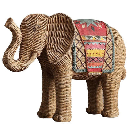 Handmade Elephant Decorative Figurine Hand Painted Resin Animal Ornament