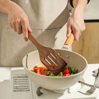 Handmade Wooden Kitchen Utensil Set with Ergonomic Handles